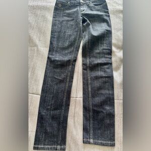 Louis Vuitton Black Denim with Gold Button Ladies Slim Jeans, zipper on bottom